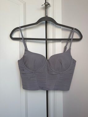Club L London Silver Satin Bustier Crop Top